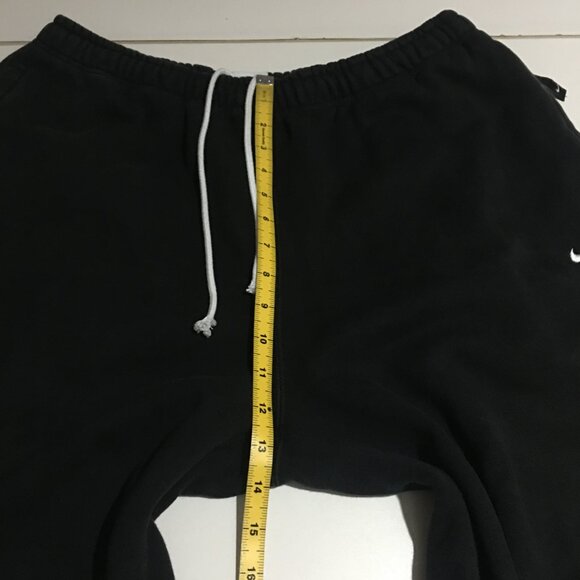 Nike Solo Swoosh Fleece Pants Men Large Black Heavyweight Sweatpants Zip Pockets - Picture 8 of 10